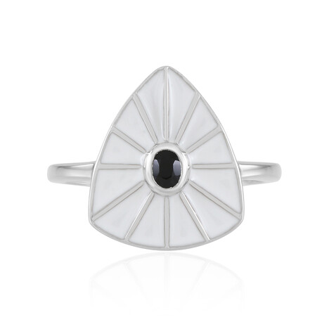 Zilveren ring met een zwarte spinel (MONOSONO COLLECTION)