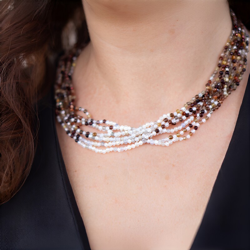 Collar en plata con Zircón cognac (Riya)