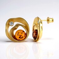 Orecchini in argento con Ambra Baltica Cognac (dagen)
