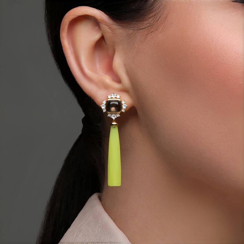 Boucles d'oreilles en argent et Calcédoine jaune (KM by Juwelo)
