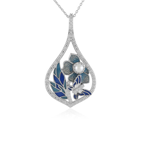Collana in argento con Perla d'Acqua Dolce Bianca (Adela Silber)