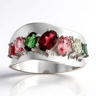 Bague en argent et Tourmaline rose du Brésil  (de Melo)