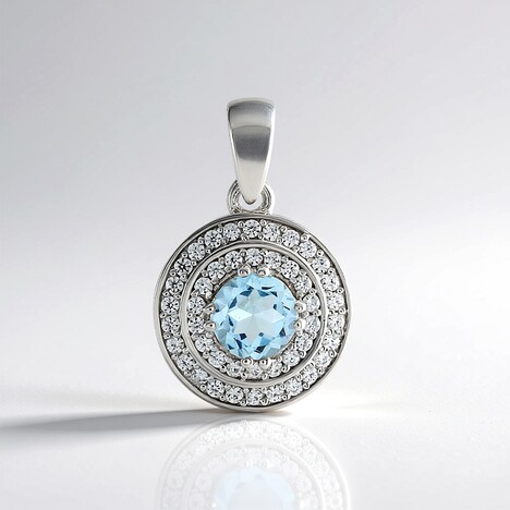 Pendentif en argent et Topaze bleu ciel