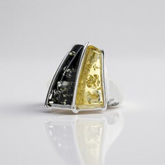 Anello in argento con Ambra Baltica (dagen)