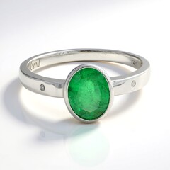 Anello placcato in platino con Smeraldo Bahia