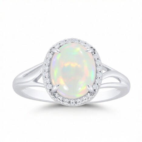 Brasilianischer Weißer Opal-Goldring