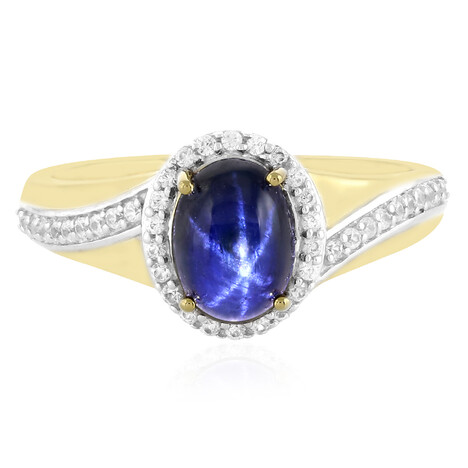 Blauer Stern-Saphir-Silberring