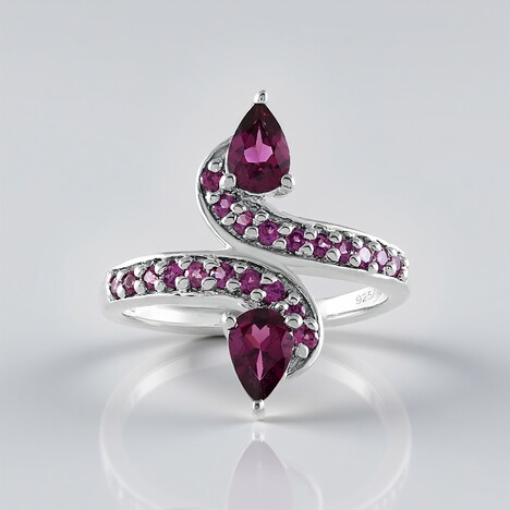 Bague en argent et Grenat magenta