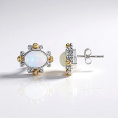 Orecchini in argento con Opale di Welo (Granulieren)