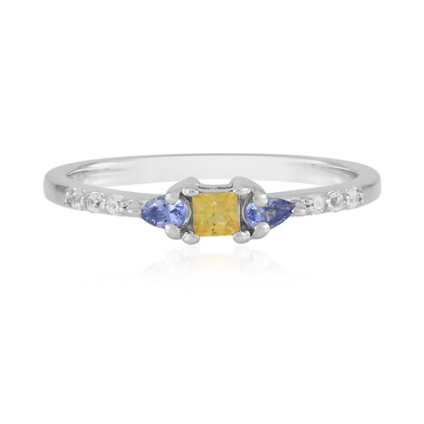 Zilveren ring met Blauwe Ceylon saffieren