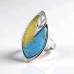 Anello in argento con Ambra Milky Baltica (dagen)