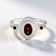 Anillo en plata con Granate de Mozambique (Granulieren)