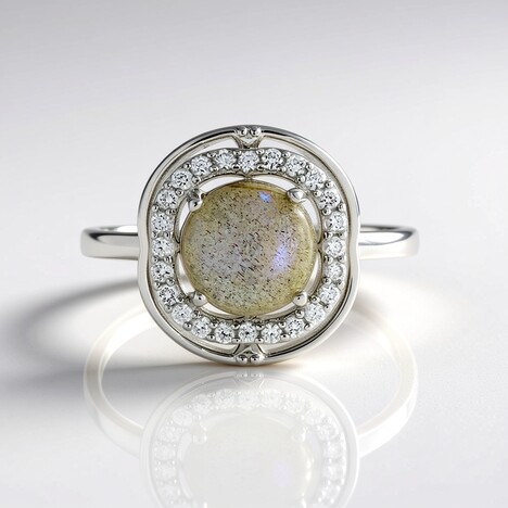 Anello in argento con Labradorite rosa Maniry