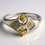 Anello placcato in platino con Diamante Fancy