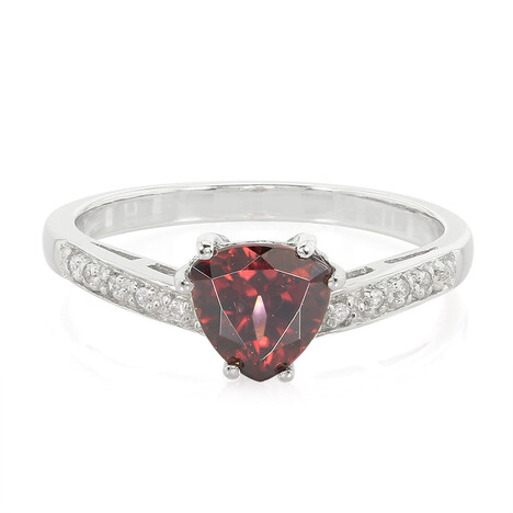 Anello placcato in platino con Zircone Rosso