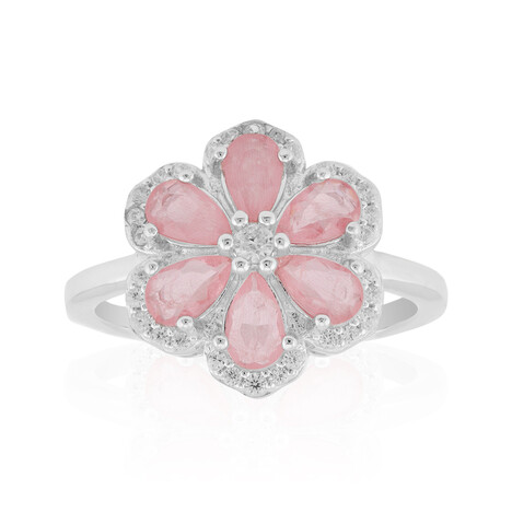 Pinkfarbener Pastell-Quarz-Silberring