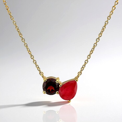 Collana in argento con Quarzo rosso pastello