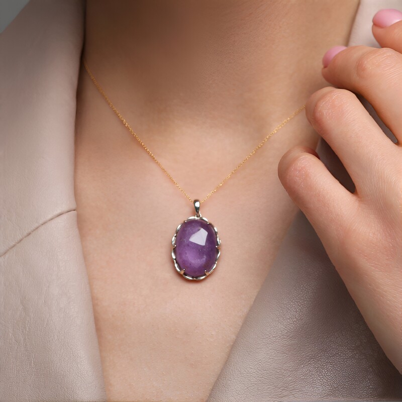 Lepidolite Silver Pendant