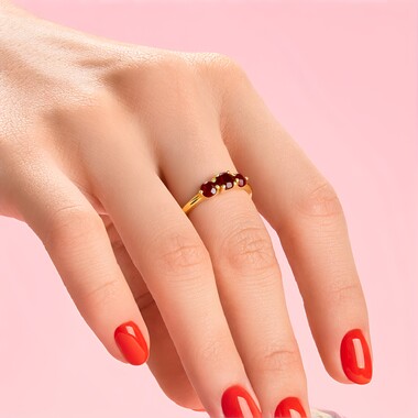 Pierścionek ze srebra pozłacanego - Rubin z Tanzanii