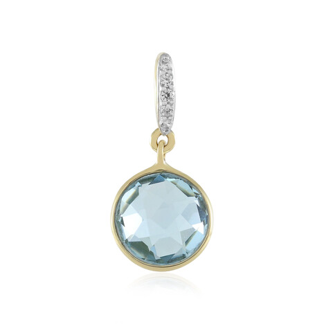 Gouden hanger met een hemel-blauwe topaas