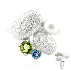 Zilveren ring met een Witte zoetwater kweekparel