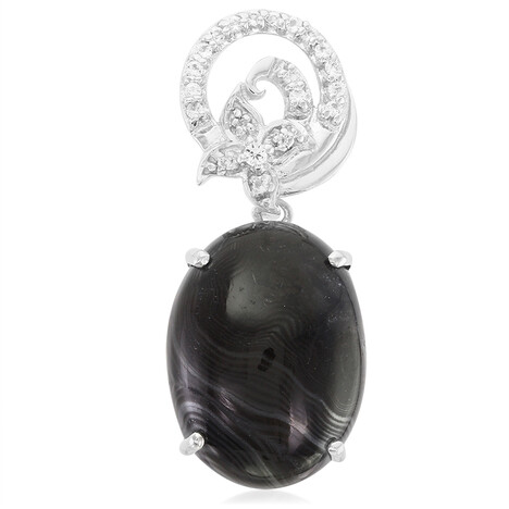 Psilomelan-Silberanhänger