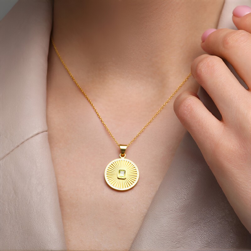 Colgante en latón con Quarzo limón (Juwelo Style)