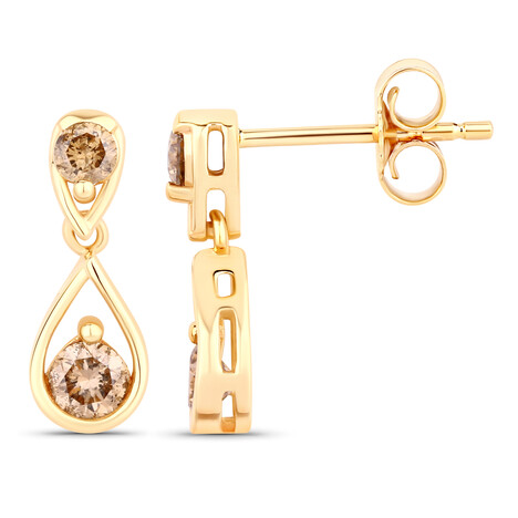 Gouden oorbellen met I2 Bruine Diamanten (SUHANA)