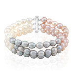 Zilveren armband met Witte zoetwater kweekparels