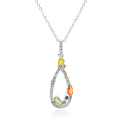 Collier en argent et Saphir orange