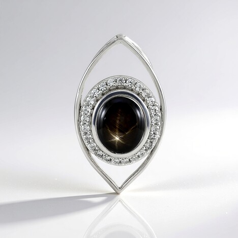 Ciondolo in argento con Zaffiro Stellato Nero (de Melo Essence)