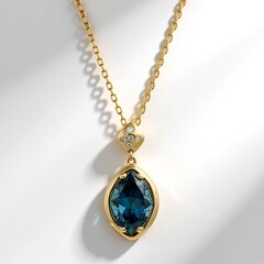 Collana in oro con Topazio Blu Londra