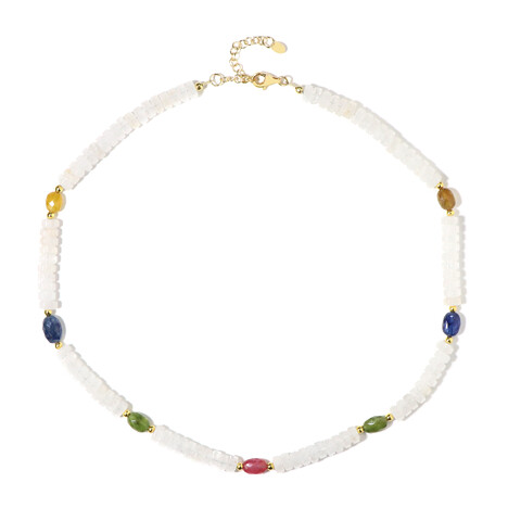 Zilveren halsketting met saffieren