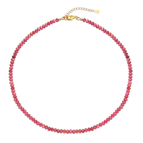 Zilveren halsketting met rhodonieten