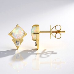 Orecchini in oro con Opale Bianco Brasiliano