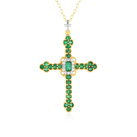 Zilveren halsketting met een Zambia-smaragd (Gems en Vogue)