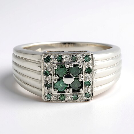 Anello da uomo placcato in platino con Diamante Fancy