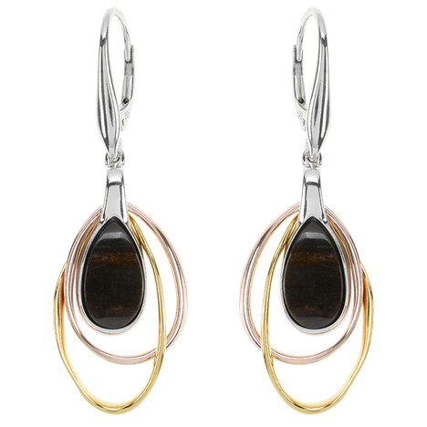 Boucles d'oreilles en argent et Bois fossilisé (dagen)