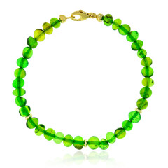 Green Amber Silver Bracelet