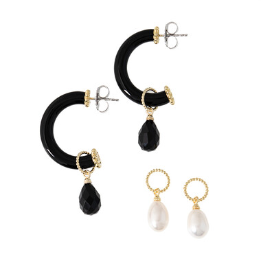 Schwarzer Onyx-Silberohrringe (Dallas Prince Designs)