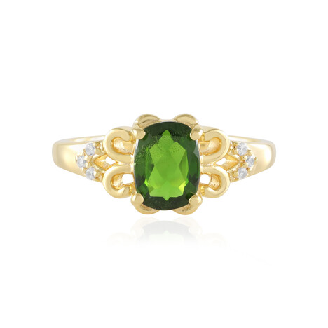 Anillo en plata con Diópsido de Rusia