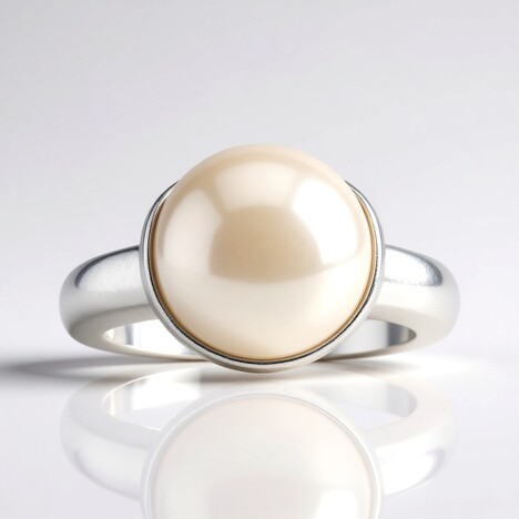 Anello in argento con Perla d'Acqua Dolce Bianca (Michelle Albala)
