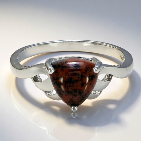 Anello in argento con Ossidiana Mogano