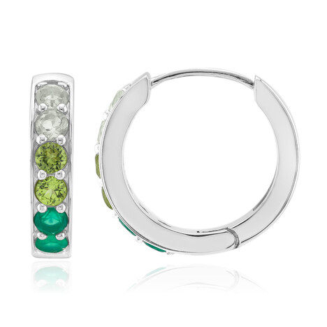 Green Amethyst Silver Earrings