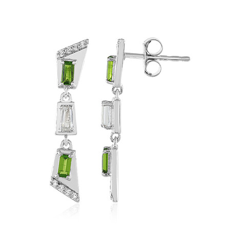 Zilveren oorbellen met Russische diopsiedstenen