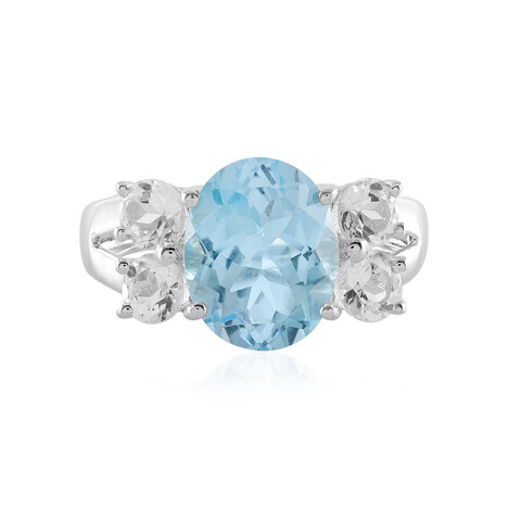 Anillo en plata con Topacio azul cielo