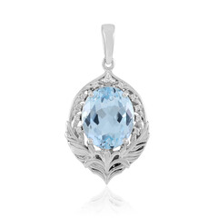 Zilveren hanger met een hemel-blauwe topaas