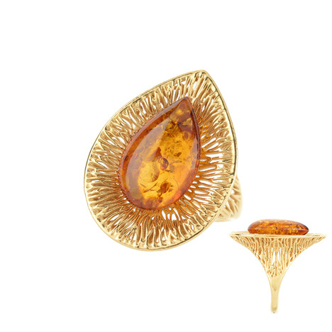 Baltischer Cognac-Bernstein-Silberring (dagen)