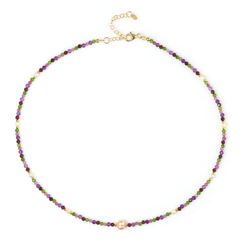 Peach Freshwater Pearl Silver Necklace