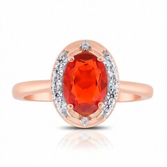 Anillo en oro con Ópalo de fuego AAA de México